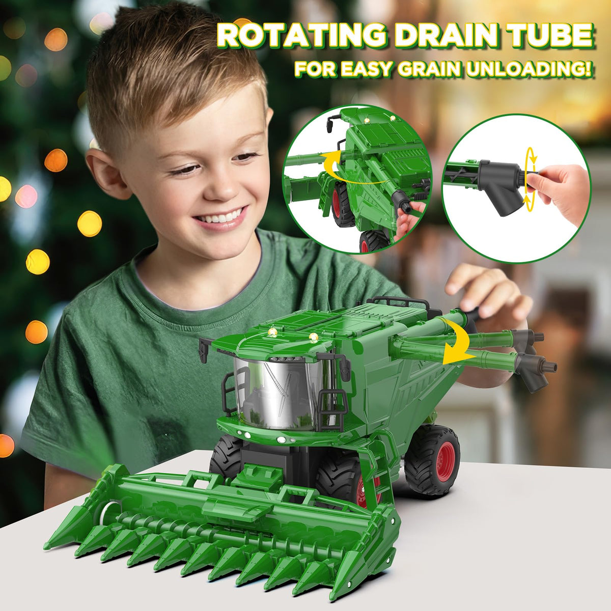 Uarzt grain bin opening and spinning spout adds hands-on harvest action.