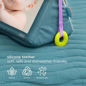 Ubbi Mirror Me Cube silicone teether soothes gums during teething