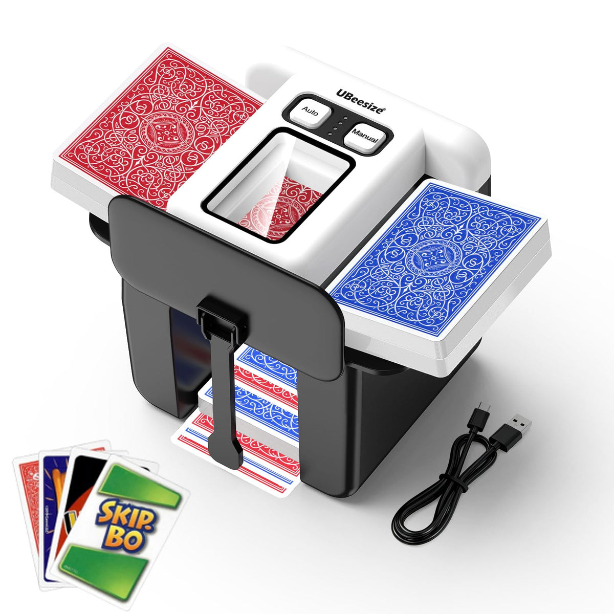 UBeesize Automatic Card Shuffler front view ready for game night.