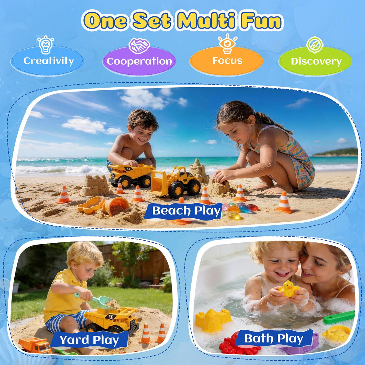 UBeesize collapsible buckets in dual-pack aid sharing and easy transport.