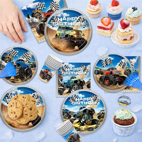UBGKCJSJ monster truck cups and napkins offer convenient, cohesive serving for a bold party