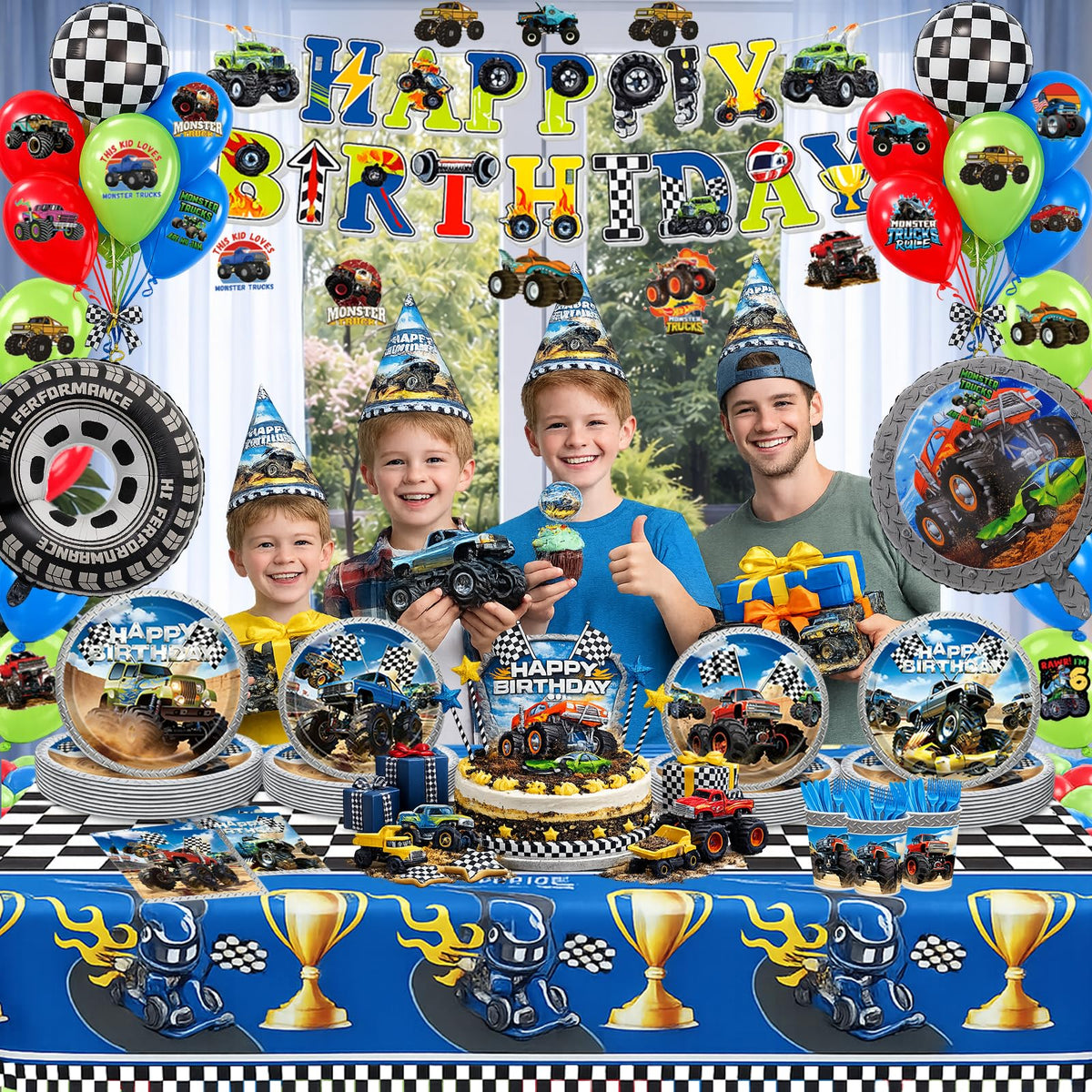 UBGKCJSJ monster truck dinner plates two designs provide quick, on-theme table presentation