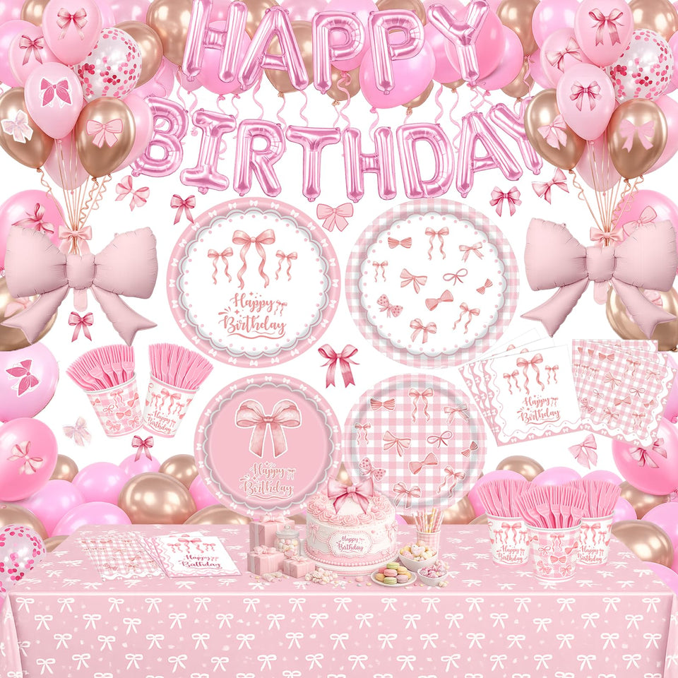 UBGKCJSJ pink bow banner for cohesive party decor and focal backdrop.