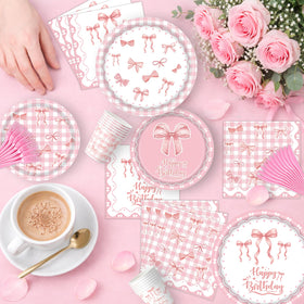 UBGKCJSJ pink bow napkins support quick cleanup with elegance.