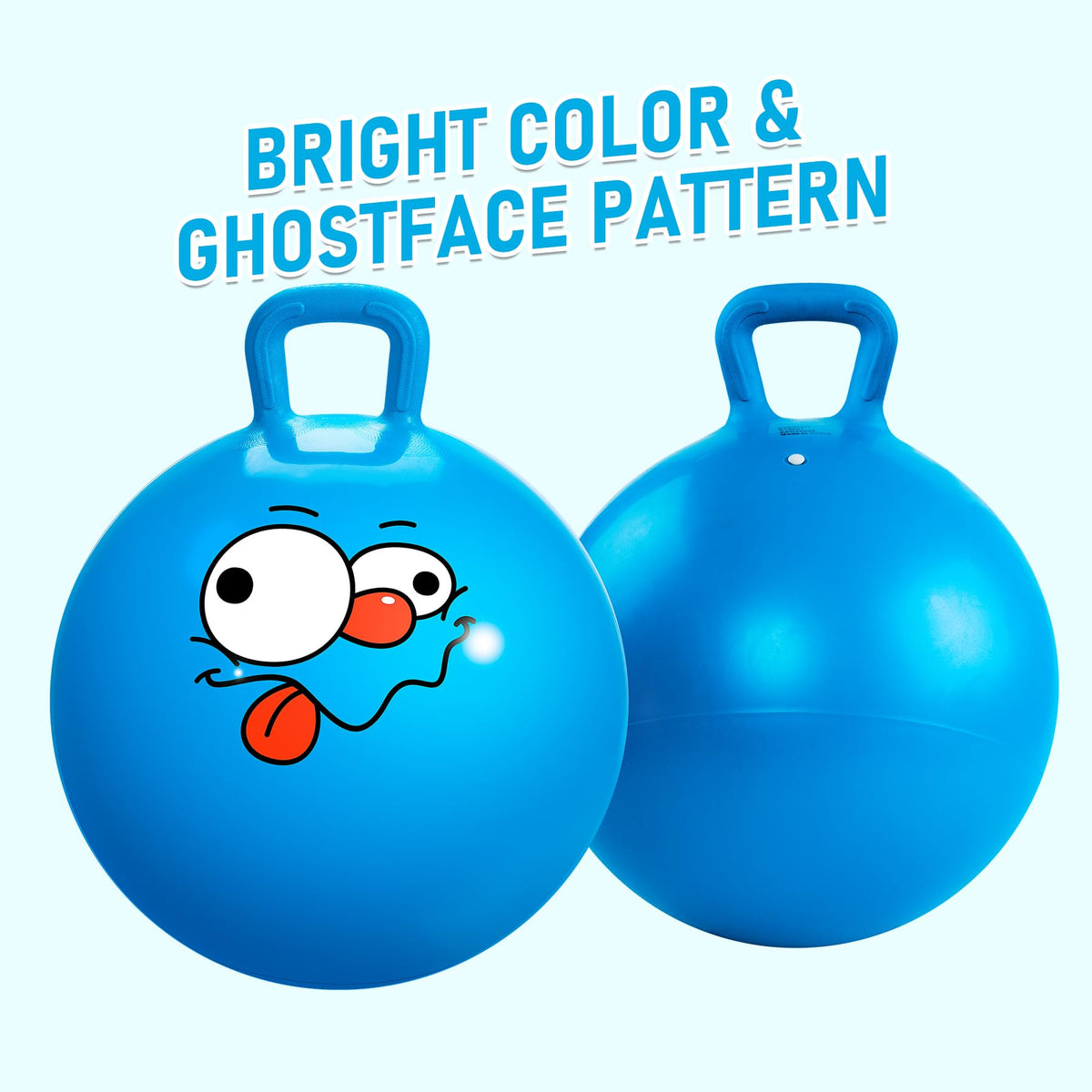Gift-ready blue hopper ball in colorful packaging