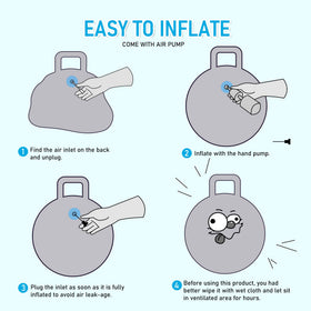 Pump included with blue hopper ball for easy setup