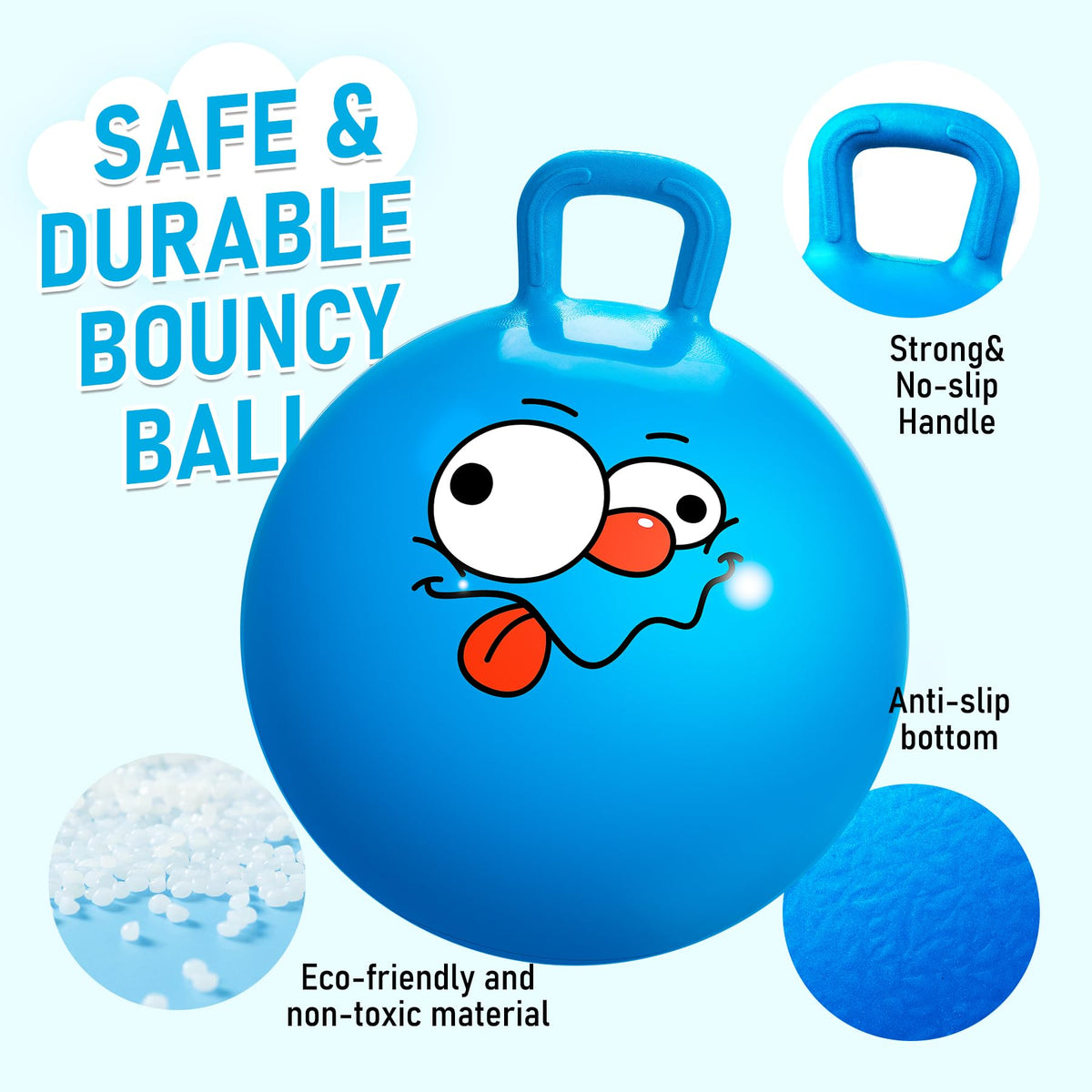 Thick PVC blue hopper ball designed for durable, long-lasting use