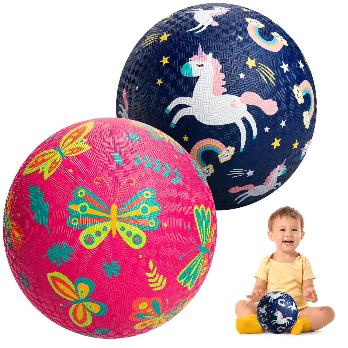 U&C Planet pink butterfly playground ball, 6-inch, perfect for imaginative play