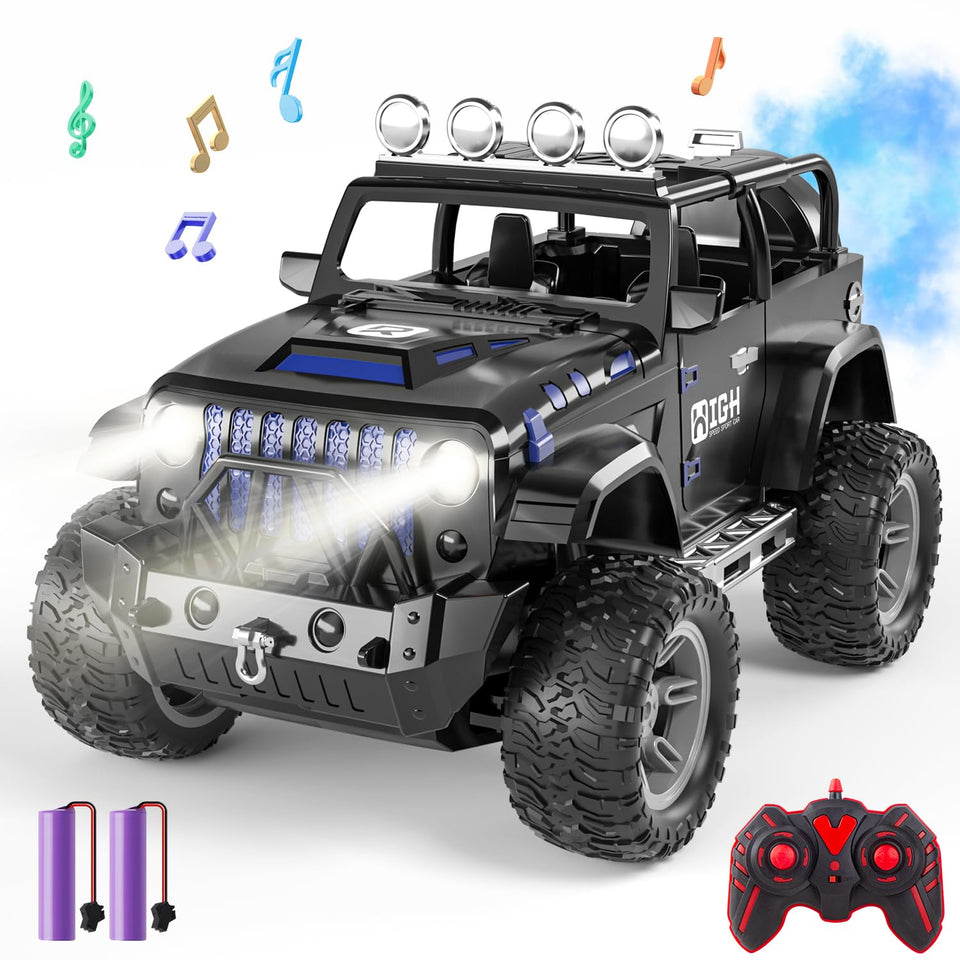 UCAI 1:16 RC car front view highlighting rugged all-terrain performance.
