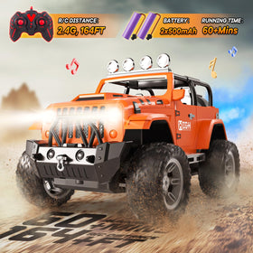 UCAI 1:16 RC car lights and sounds enhance realism during playtime outdoors.