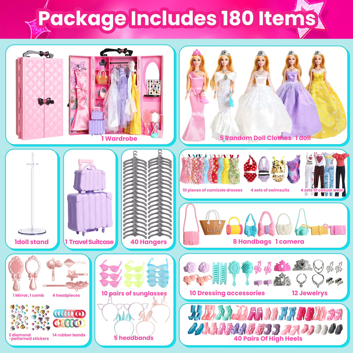 UCanaan 11.5-inch doll outfits with princess gowns ready for imaginative play