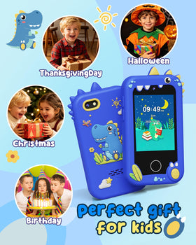 UCIDCI Kids Smart Phone Blue contents shown: device, SD card, charger, manual