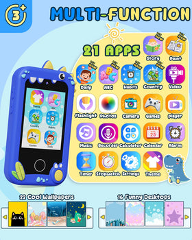 UCIDCI Kids Smart Phone Blue dual camera enables playful photo moments