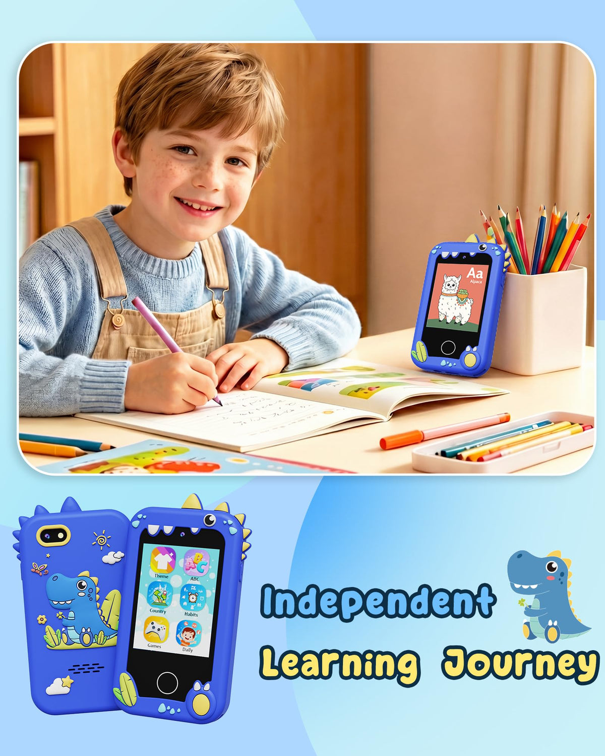 UCIDCI Kids Smart Phone Blue puzzle games boost logic and coordination