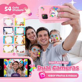 Uckqui Kids Smart Phone dual camera play enables photo and video fun.