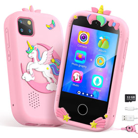Uckqui Kids Smart Phone front view with 2.8-inch screen for playful learning.