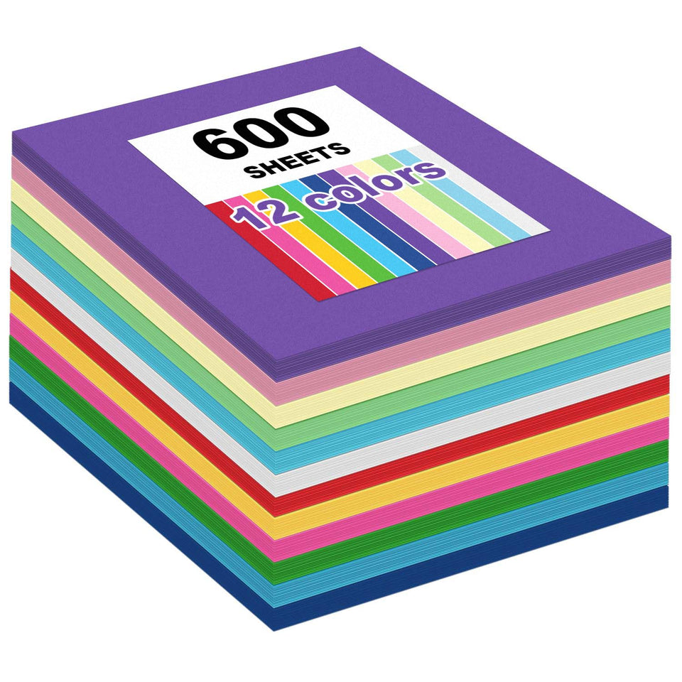 UDAREIT 600-sheets colored construction paper 12x17, ideal for classroom crafts and party decorations.