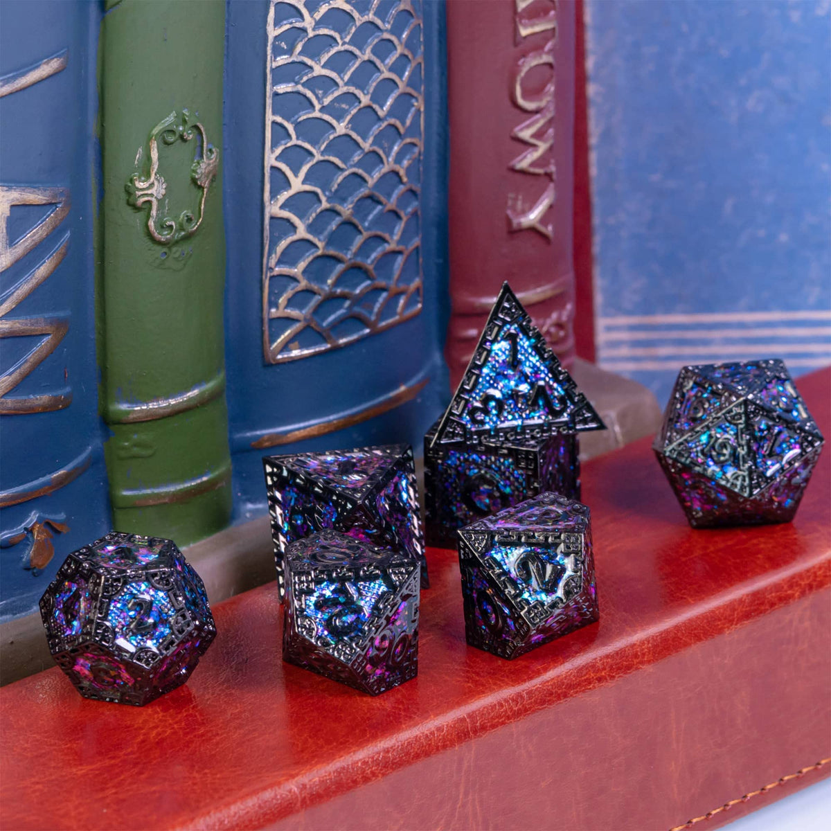 UDIXI metal DND D12 dice with purple sequins, eye-catching and durable.