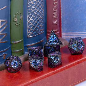 UDIXI metal DND D12 dice with purple sequins, eye-catching and durable.