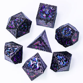 UDIXI metal DND D8 dice with purple sequins for smooth, tactile turns.