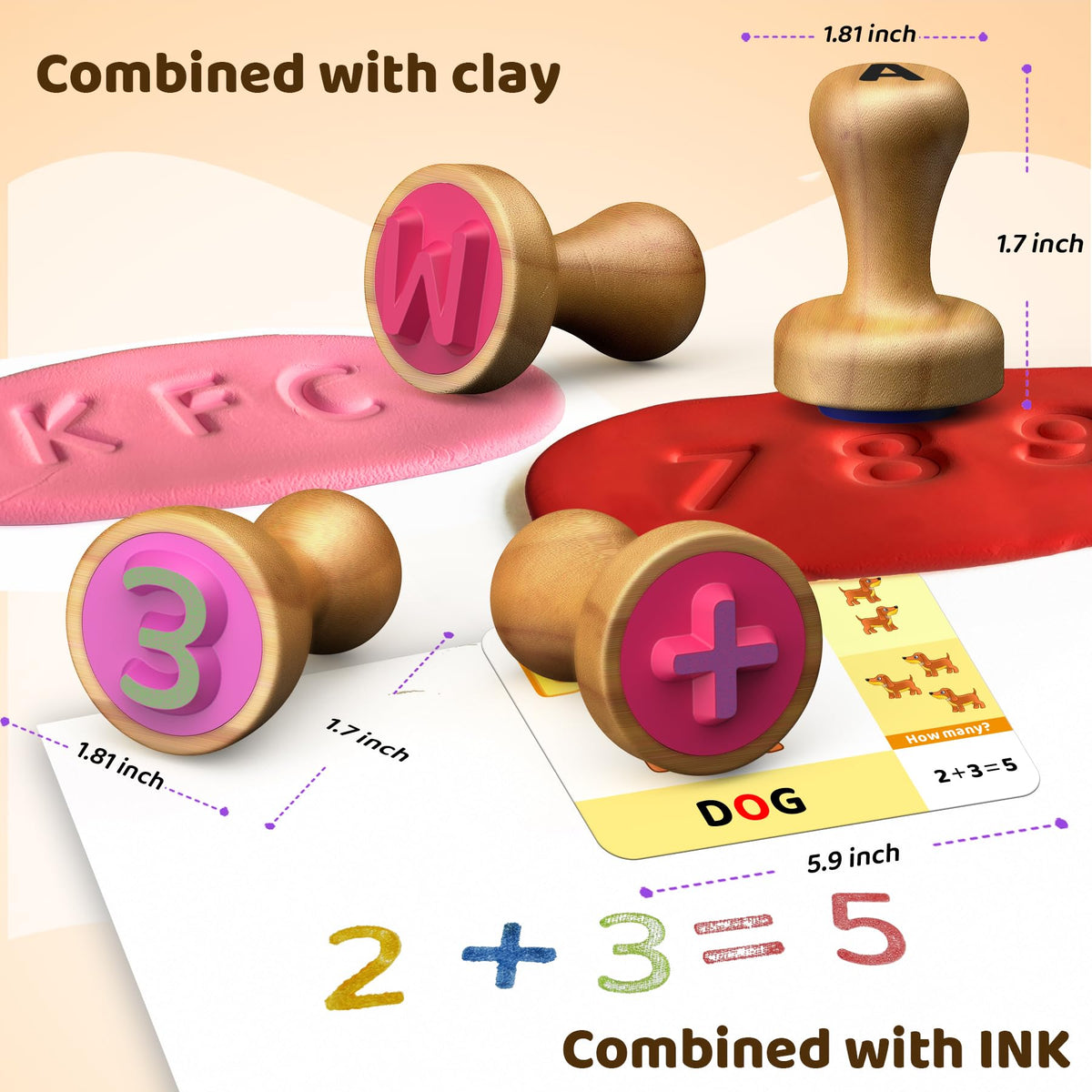 UdoUto wooden number stamps, clear embossing and comfortable handles support early math practice.