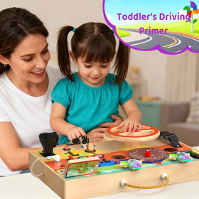 UdoUto busy board includes a car key for imaginative pretend play.
