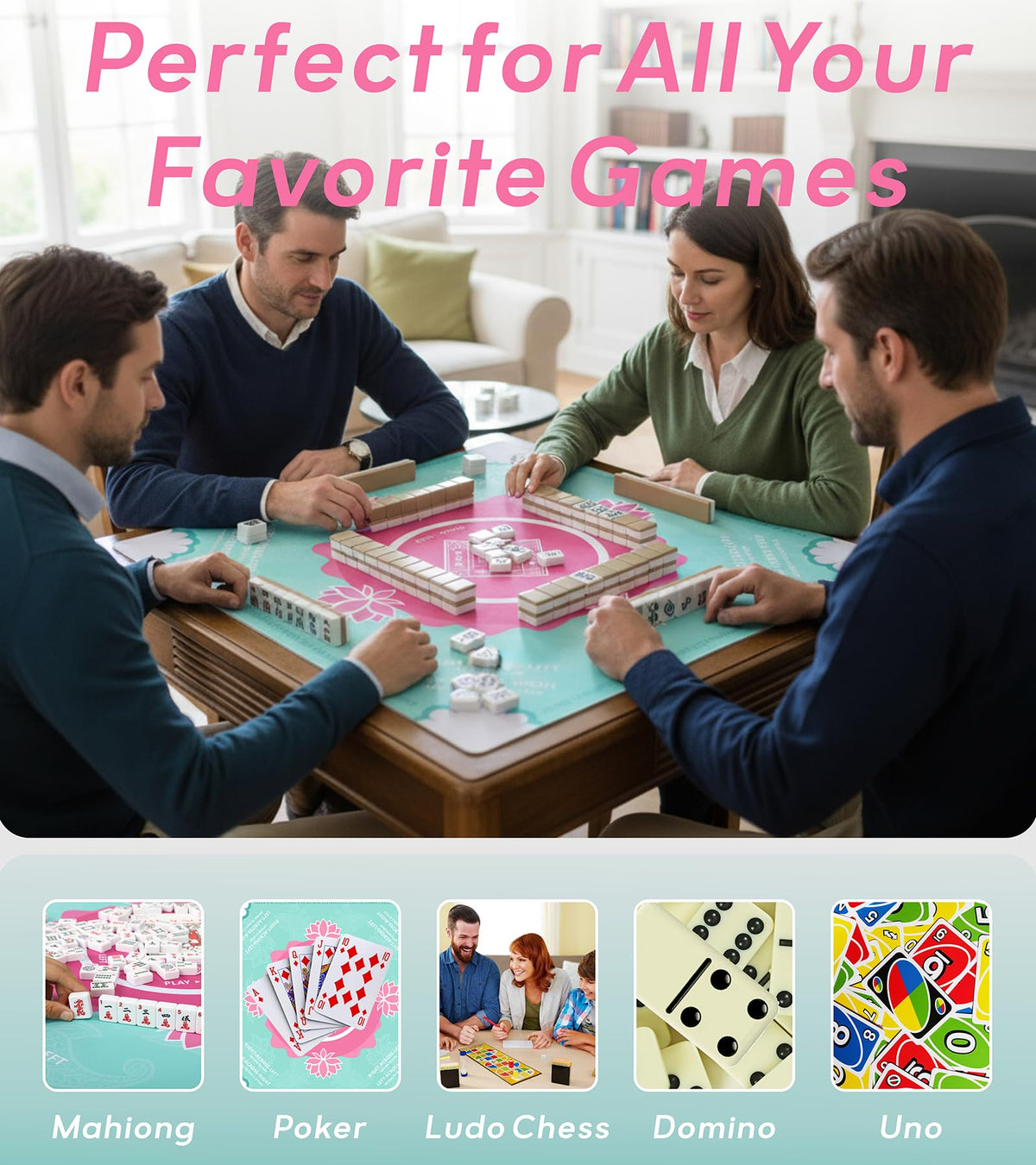 Ufeiyy Mahjong Mat ideal for game night with mahjong and poker