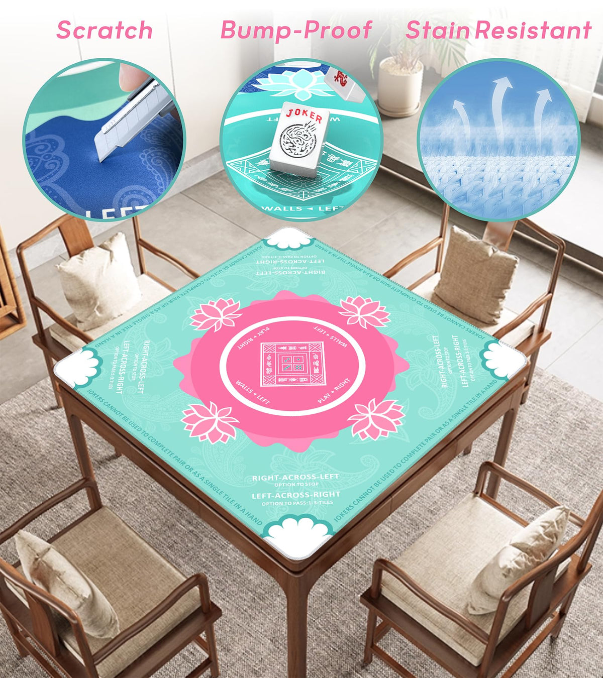Ufeiyy Mahjong Mat natural rubber surface resists moisture and stays soft