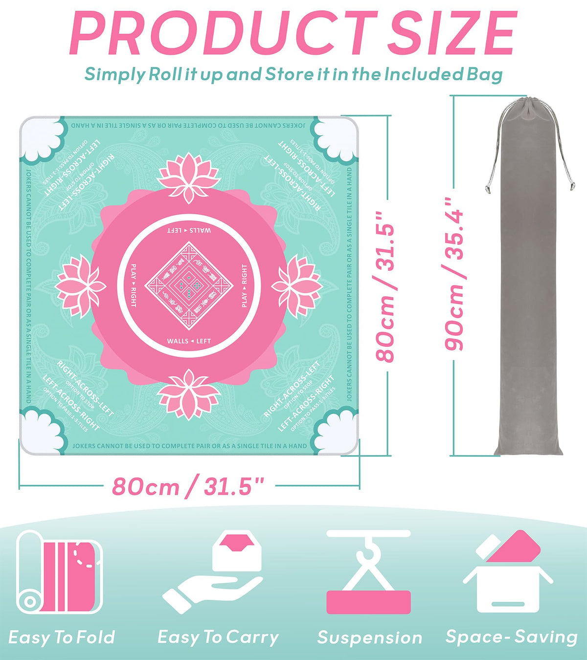 Ufeiyy Mahjong Mat roll for storage demonstrates space-saving convenience