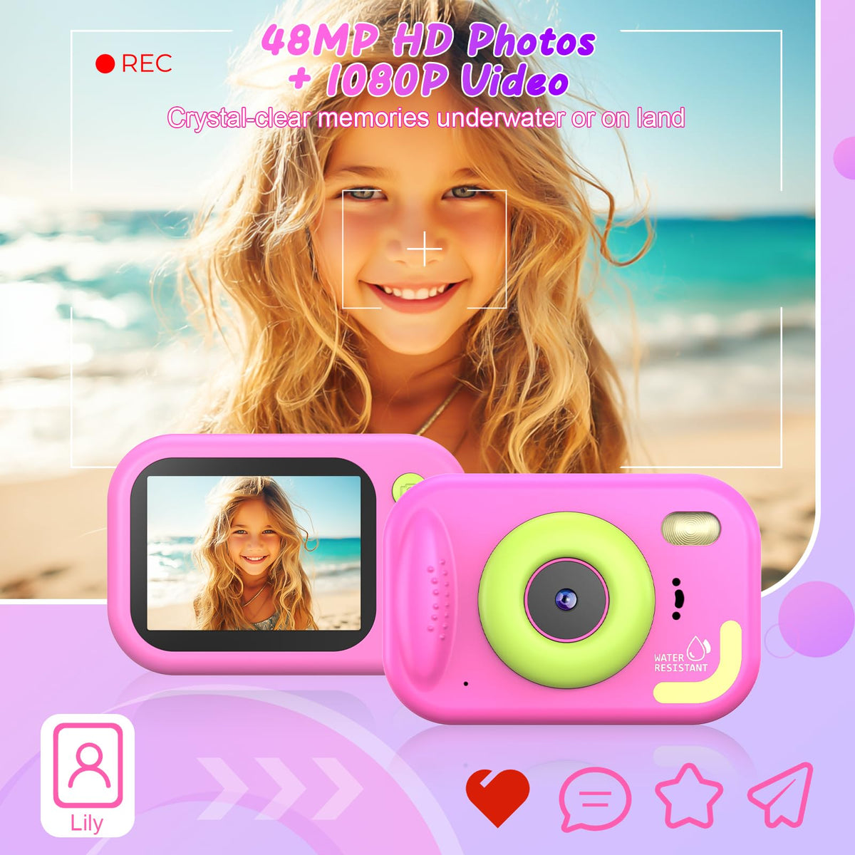 Uffylle Kids Camera underwater use during snorkeling and swimming.