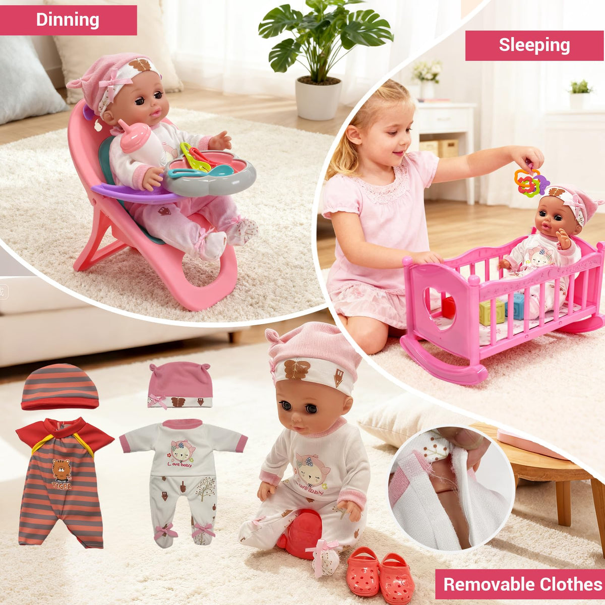 UFLJPKS baby doll outfits set for dress-up and styling sessions.