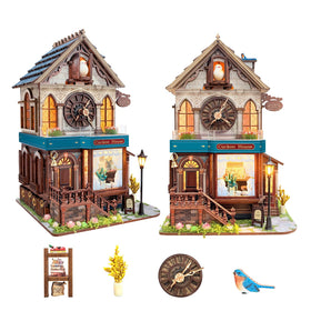 UFLJPKS Book Nook Kit with LED light illuminates cozy desk decor.