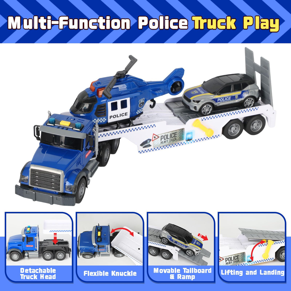 UFLJPKS Police trailer with lights and sounds creates immersive rescue missions.
