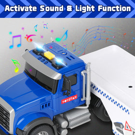 UFLJPKS Police trailer giant flatbed truck for expanding play scenarios.