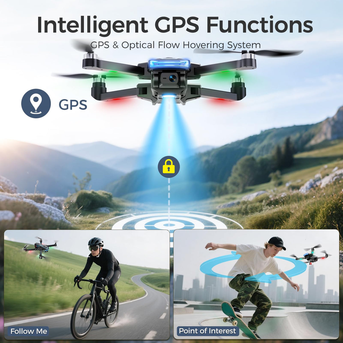 UFLYTOO LA dual battery pack extends flight time for longer captures.