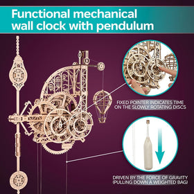UGEARS Aero Clock detailed parts highlight the multi-piece build experience