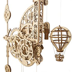 UGEARS Aero Clock front view shows a sophisticated wooden puzzle clock for wall decor