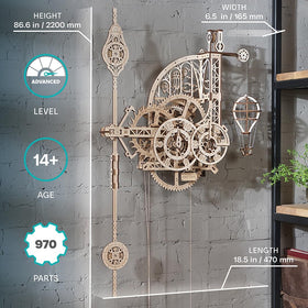 UGEARS Aero Clock hour and minute discs show readable timekeeping design