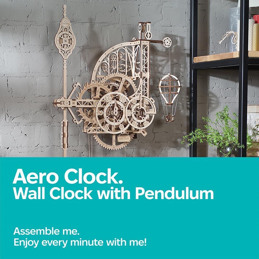 UGEARS Aero Clock pendulum in motion illustrates gravity-powered movement and visual intrigue