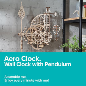 UGEARS Aero Clock pendulum in motion illustrates gravity-powered movement and visual intrigue