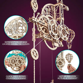 UGEARS Aero Clock wall-mount setup demonstrates a space-saving display option