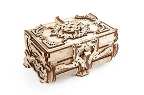 UGEARS Antique Box mechanical-lid opens with a smooth, tactile mechanism.