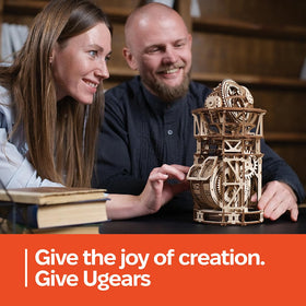 UGEARS Astronomer table clock puzzle mechanism combines artistry and engineering for adults