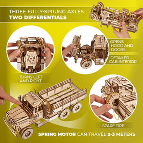 UGEARS Cargo Truck drive-direction lets you steer straight, left, or right during wind-up operation