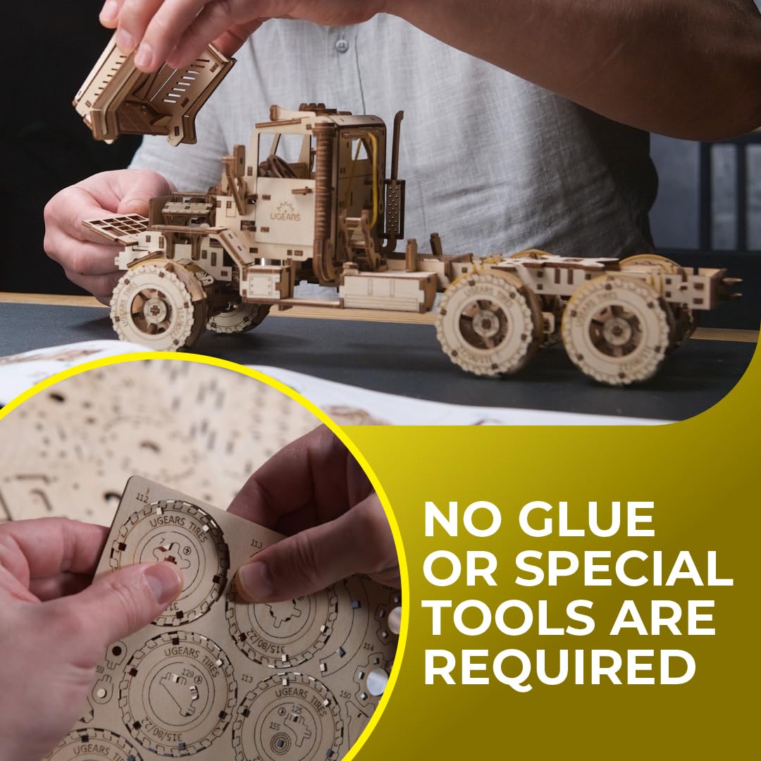 UGEARS Cargo Truck mirrors add authentic detail and improve visual realism during assembly