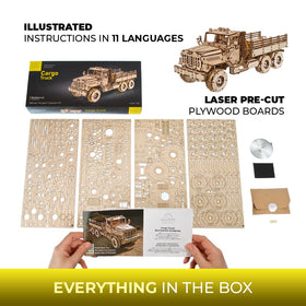 UGEARS Cargo Truck rubberized wheels provide better grip on smooth surfaces during display