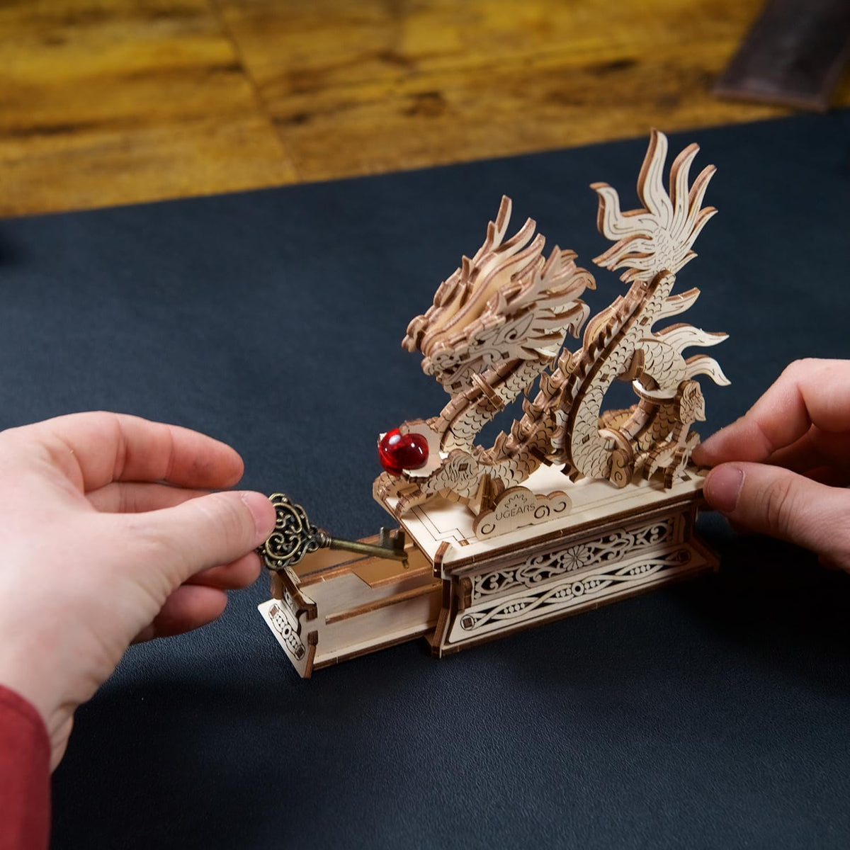 UGEARS Dragon with hidden compartment highlighting a surprising storage feature.