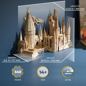 UGEARS Hogwarts Castle engraved-plywood enhances authentic detail and durability