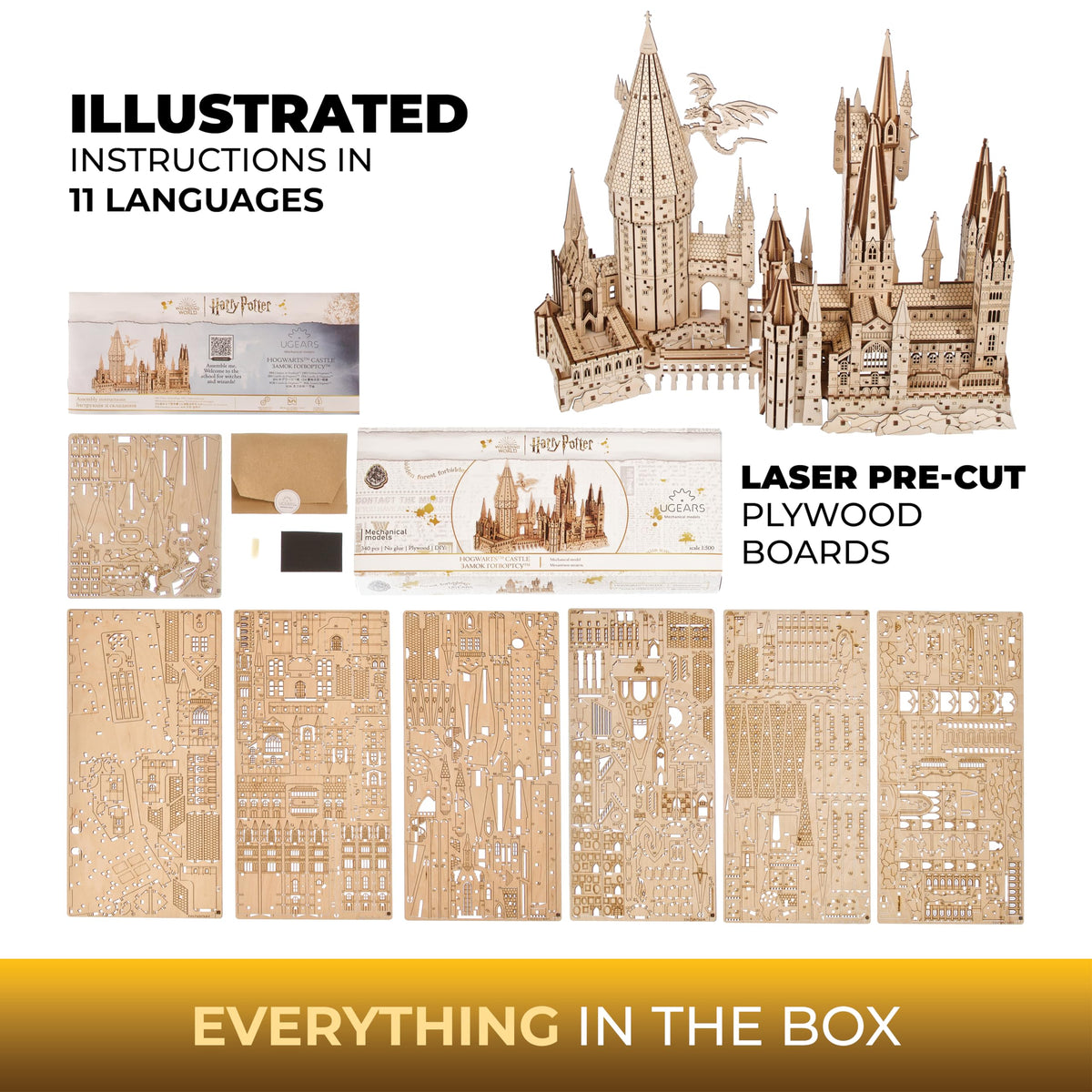 UGEARS Hogwarts Castle thin-arches handling encourages careful assembly