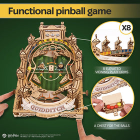 UGEARS Harry Potter Quidditch Pinball detailed pieces, showcasing precision laser-cut parts for assembly